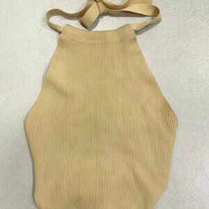 ZARA Ribbed Sleeveless Halter Top